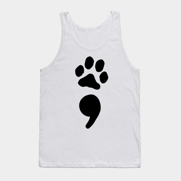 semicolon paw print (black) Tank Top by mystudiocreate